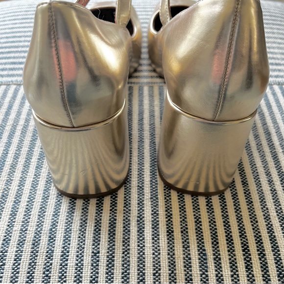 🆕 9 ASOS Design Selene Gold Metallic Mary Jane Chunky Square Heel NWT - Picture 7 of 10